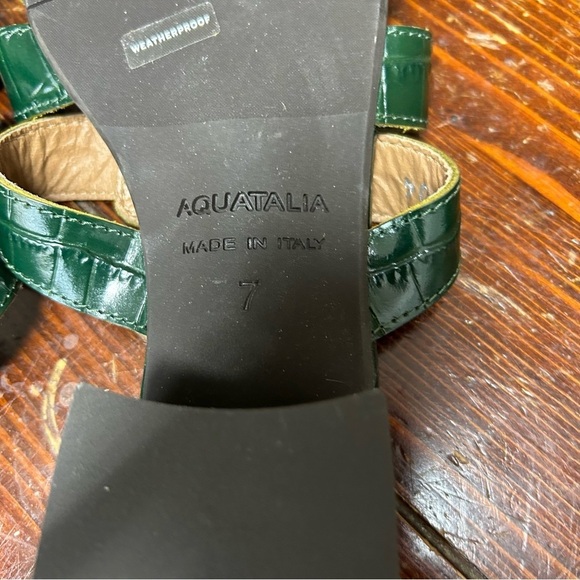 Aquatalia green leather step in sandal faux croc size 7 made in Italy - Picture 8 of 11